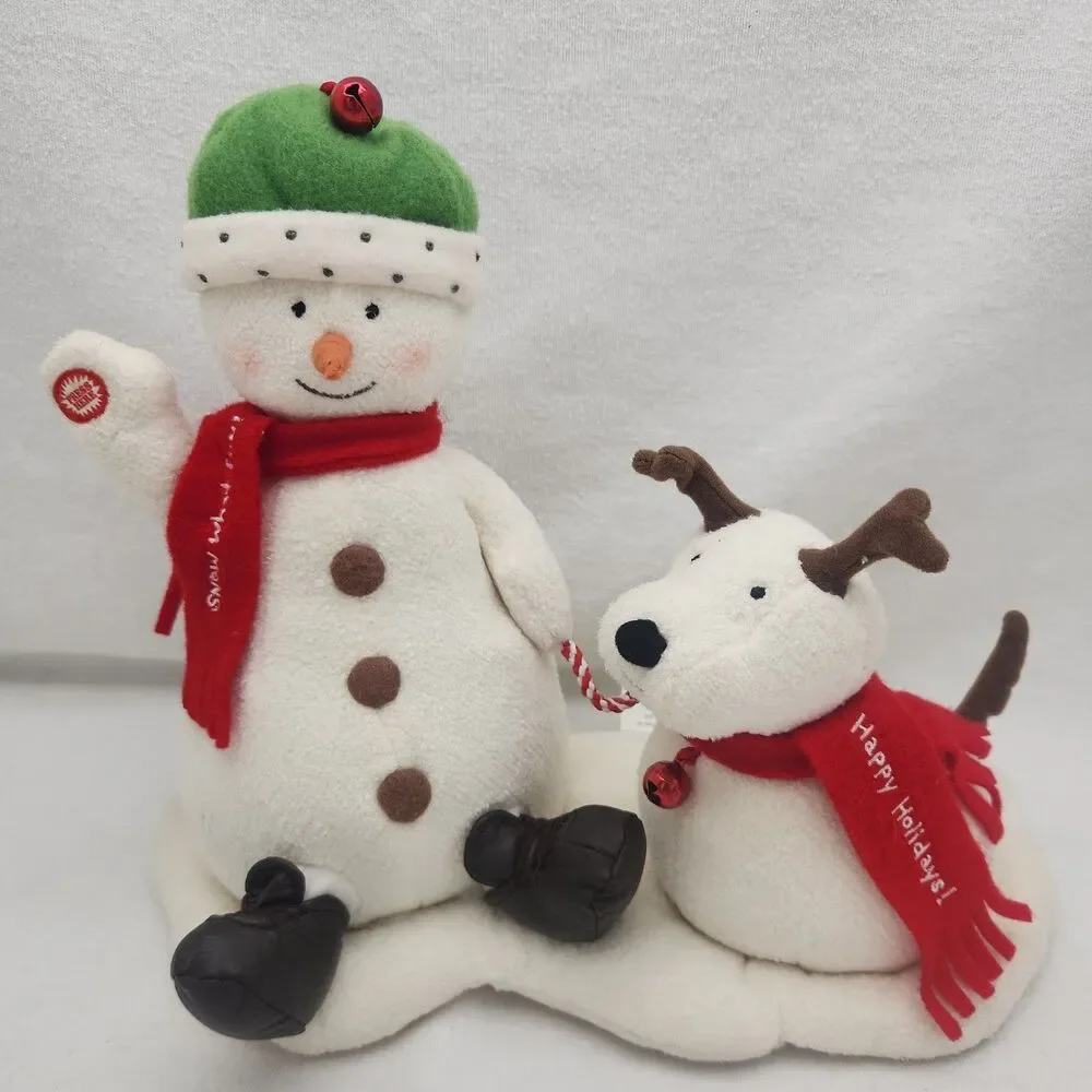 Animated Jingle Pals Snowman & Dog Plush Movement Musical 2004 Hallmark VTG